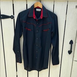 Vintage  Gold Collection  Karman Black and Red Western Shirt  Rockabilly